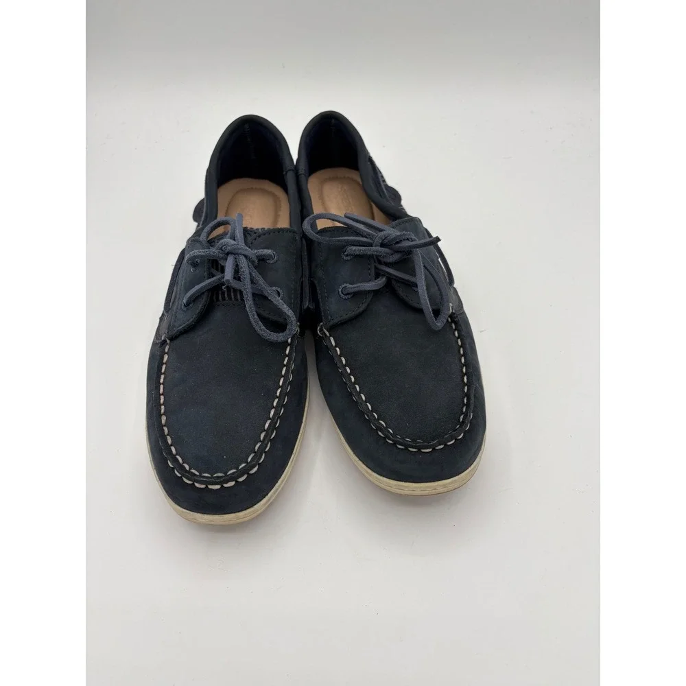 Sperry Top-Sider Navy Blue Nubuck Boat Shoes Pinstripe Accents Mens 10 STS85380